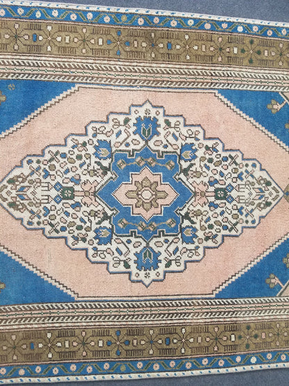 3.6 x 6.6 Turkish rug, vintage rug, vintage oushak rug, Hand Knotted Rug , Handmade Rug