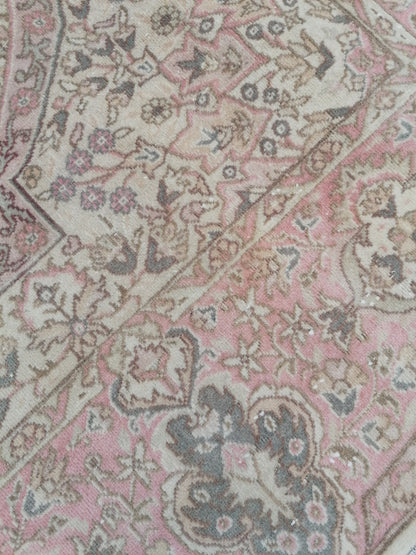 6.10 x 9.8 soft pink turkish rug, vintage rug, large vintage rug, wool oushak rug handmade rug