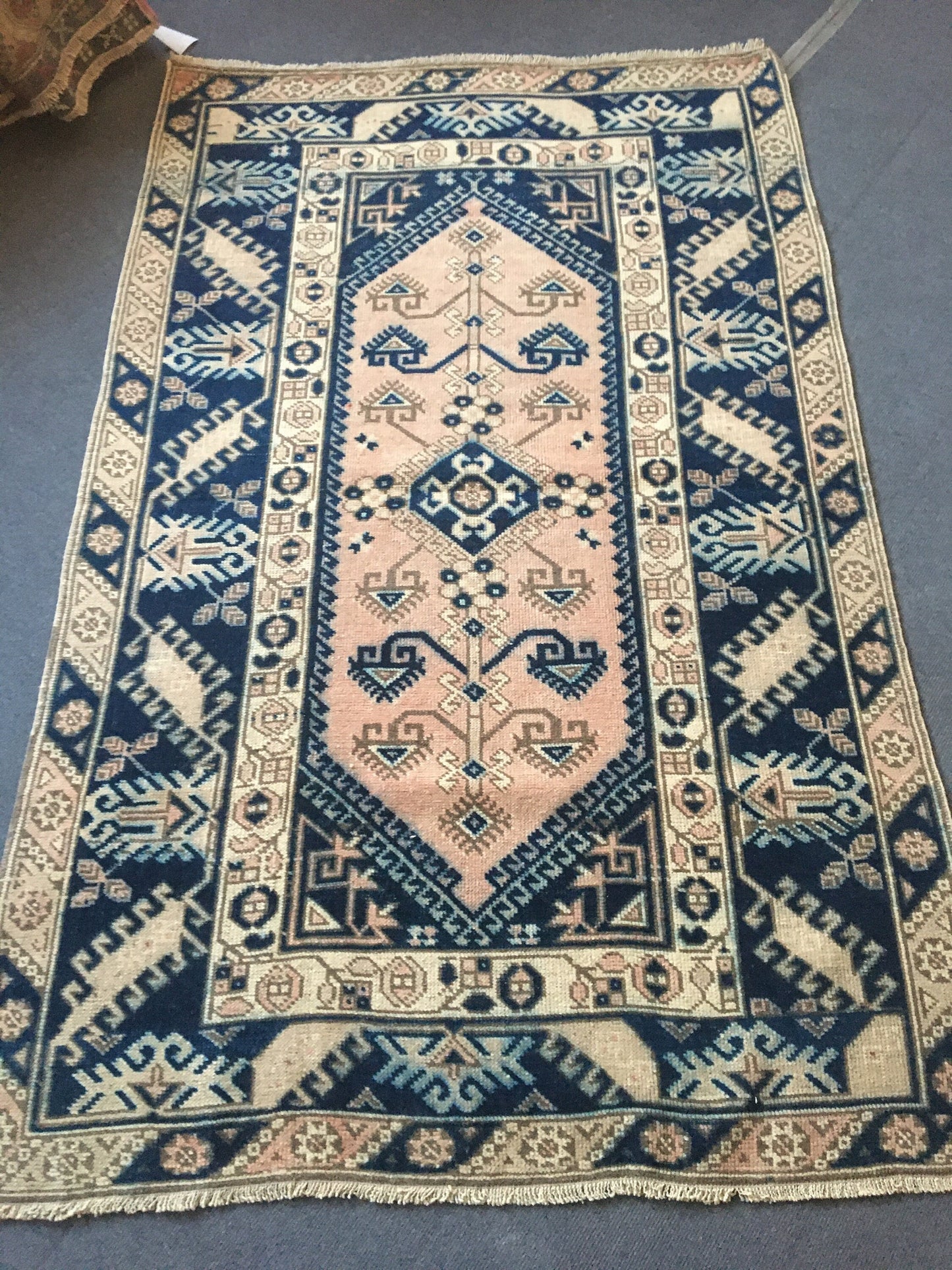 4x6 feet handmade blue turkish rug, vintage muted oushak bedroom rug, large bathroom floor rug, kitchen area wide rug,laundry large wool rug