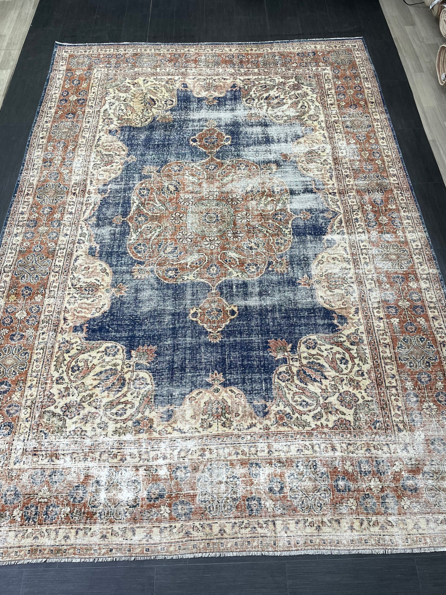 8 x 11.5 Persian RUG Distressed Oriental Rug Handmade Rug Vintage Antique Rug Vintage Quality Rug Wool Oushak Rug Hand Knotted Turkish Rug