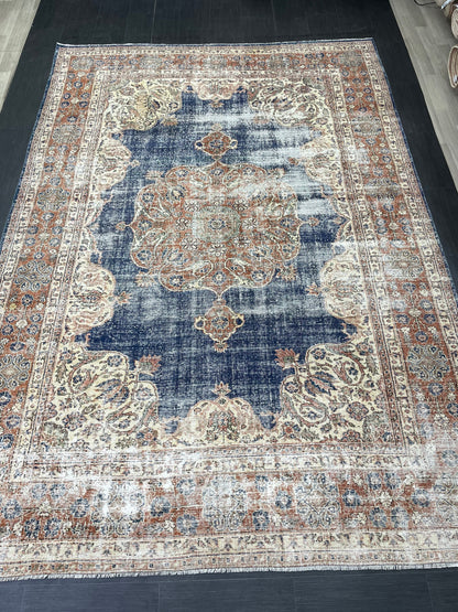 8 x 11.5 Persian RUG Distressed Oriental Rug Handmade Rug Vintage Antique Rug Vintage Quality Rug Wool Oushak Rug Hand Knotted Turkish Rug