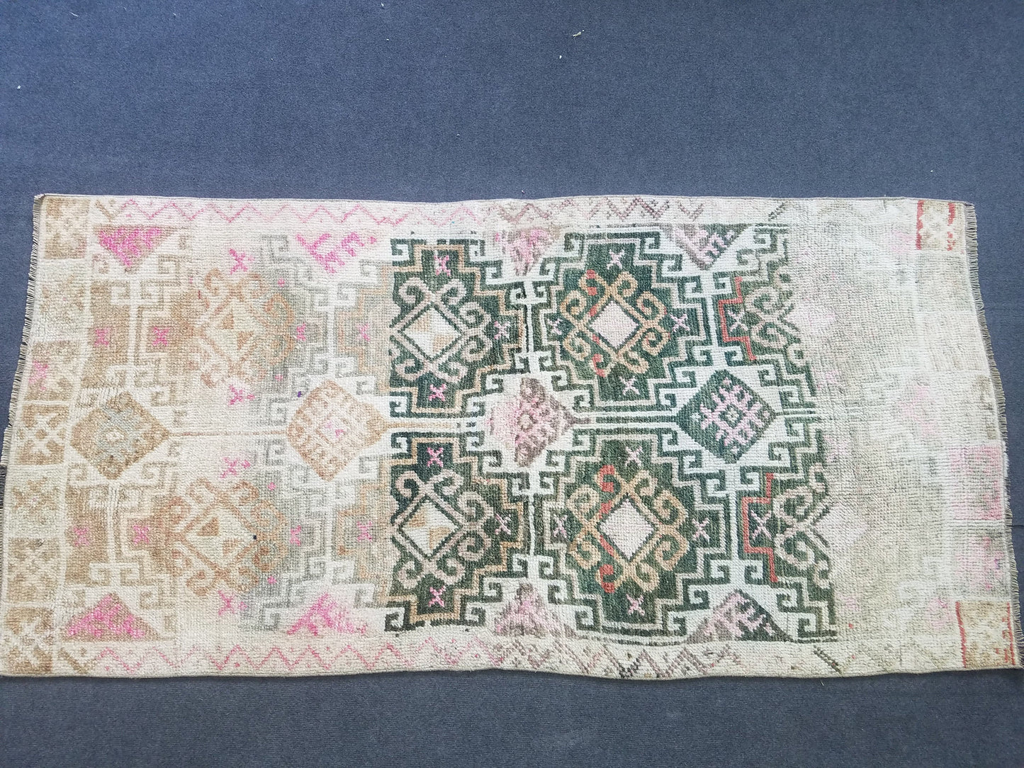 3.4 x 6.8 Vintage wool rug, oushak rug, unique handmade rug kitchen rug bohemian rug traditional rug