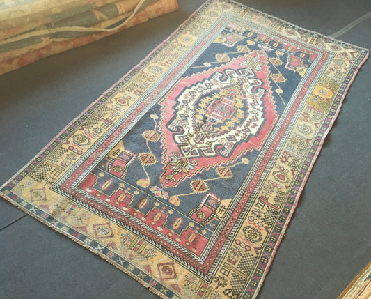 5x8 feet handmade large wool on wool rug, vintage turkish big size living room floor rug, oushak etnique muted color bedroom rug,kitchen rug