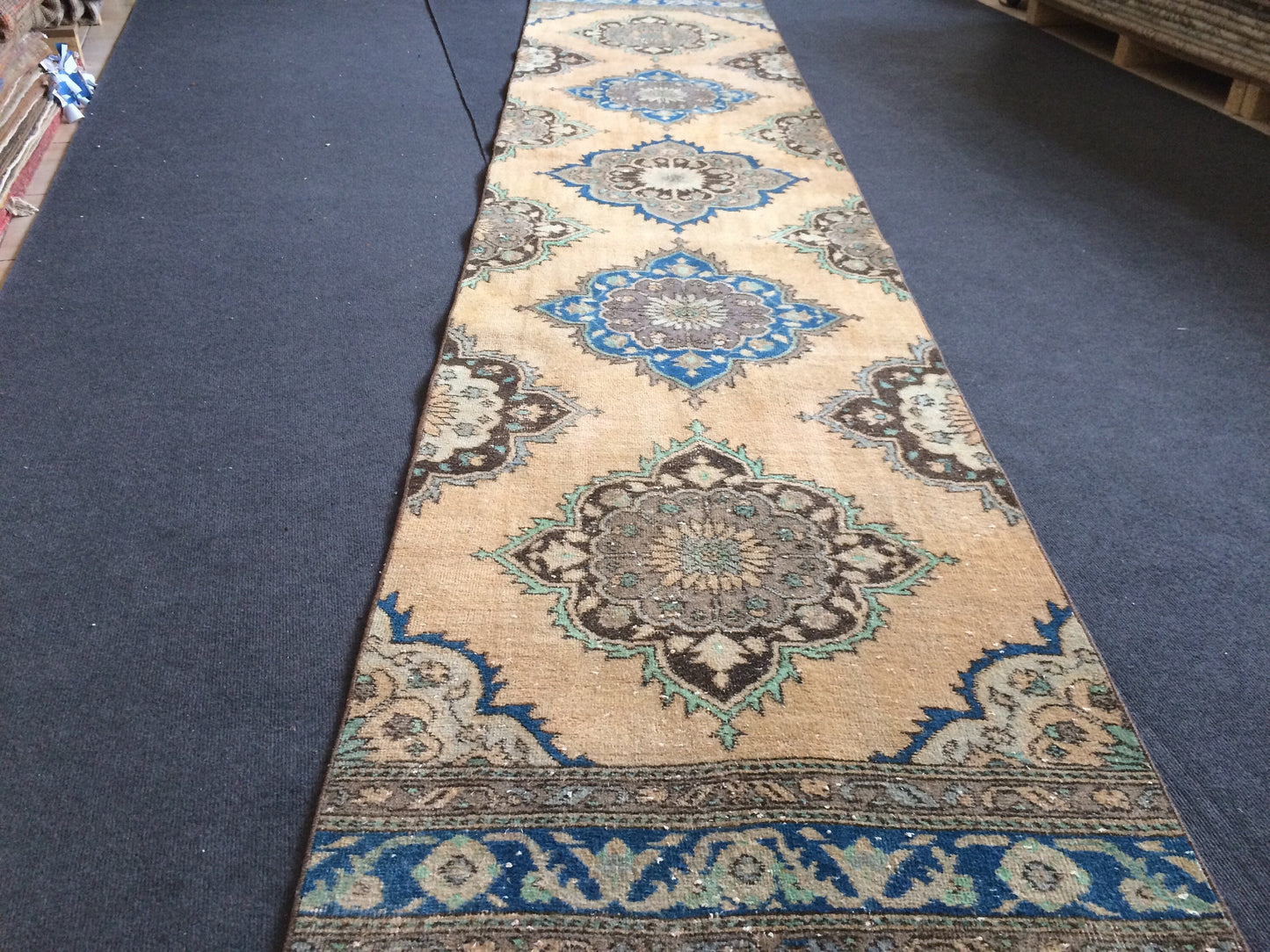 12.5 x 2.8 ft Oushak Runner Rug Turkish Runner Rug Vintage Runner Rug