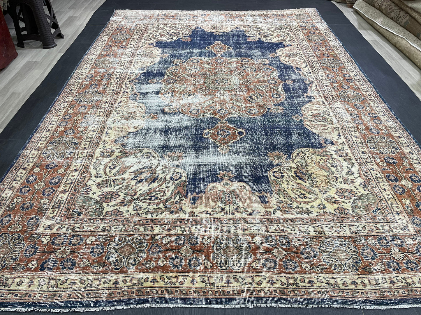 8 x 11.5 Persian RUG Distressed Oriental Rug Handmade Rug Vintage Antique Rug Vintage Quality Rug Wool Oushak Rug Hand Knotted Turkish Rug