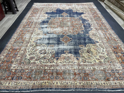 8 x 11.5 Persian RUG Distressed Oriental Rug Handmade Rug Vintage Antique Rug Vintage Quality Rug Wool Oushak Rug Hand Knotted Turkish Rug