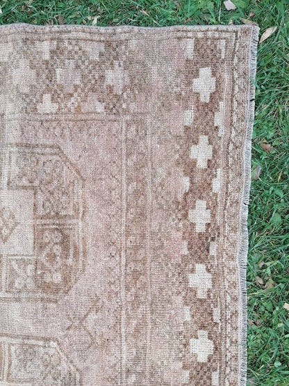 Neatural turkish wool rug, oushak hand made rug 4x6'3 living room rug