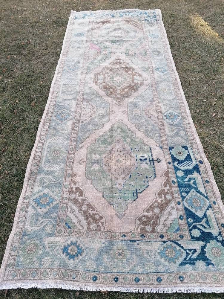 Turkish runner rug 4'9x12'8 runner rug,vintage oushak runner rug,kitchen runner rug,hallway runner rug,vintage runner rug