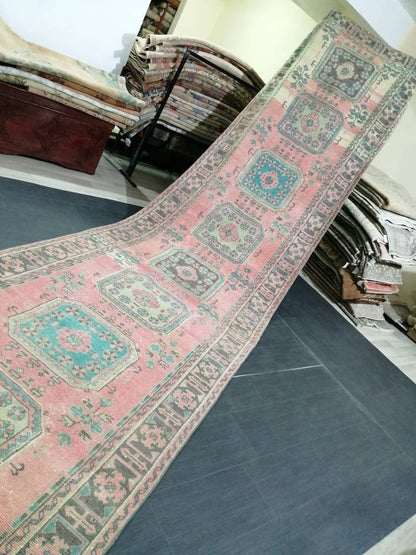 Extra Long OUSHAK Runner Very Long TURKISH Runner Rug 4.4 x 19.5 Vintage Runner Rug Vintage XL Oriental Runner Rug Staircase Runner rug