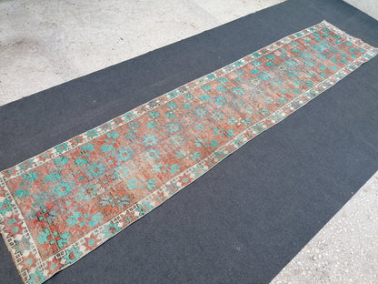 12x2'6 oushak turkish rug, vintage turkish rug,oushak vintage rug,vintage rug,kitchen rug, vintage anatolian rug,unique hand made patchwork