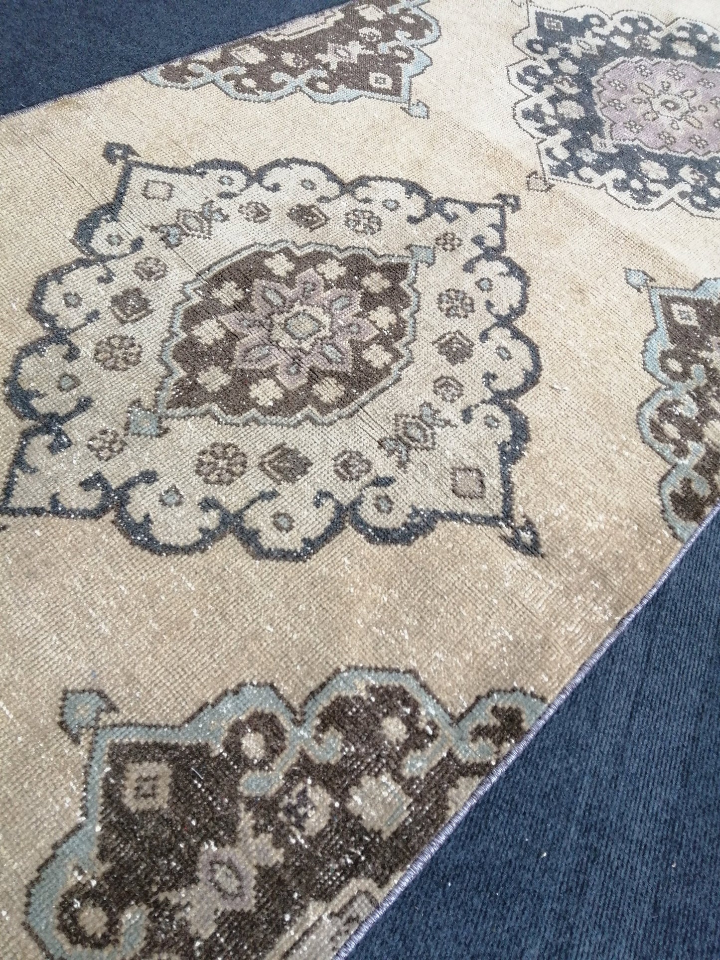 13.7 x 2.8 Vintage Oushak Runner Rug Turkish Runner Rug Vintage Runner Rug Hallway Runner Rug Kitchen Runner Rug Wool Runner Rug Wool Oushak