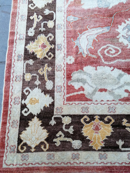 OUSHAK RUG, 8.9 x 11.6 Large Area Oushak rugs, Vintage Oushak Rug Wool Oushak Rug Hand Made Rugs, Authentic Oushak Rug 9x12 vintage Rug
