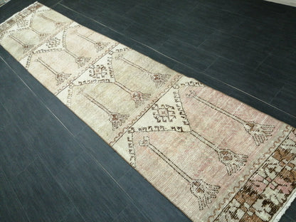 MUTED Oushak Runner Rug 2.4 x  11.6 Vintage Runner Rug Hallway Runner Rug Kitchen Runner Rug Wool Runner Rug Wool Oushak Turkish Runner Rug
