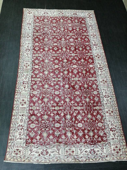 5.3 x 10 Vintage Rug TURKISH HAND MADE Rug Muted Vintage Turkish Rug Persian Rug Turkish Oushak Rug, Vintage Oriental Rug, Wool Rug