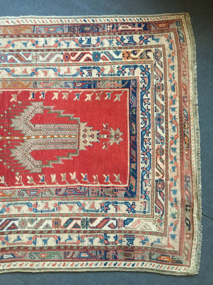 4x6 feet handmade wool vintage large rug, turkish wide living room floor rug, oushak kitchen area rug, large natural laundry rug, bohem rugs