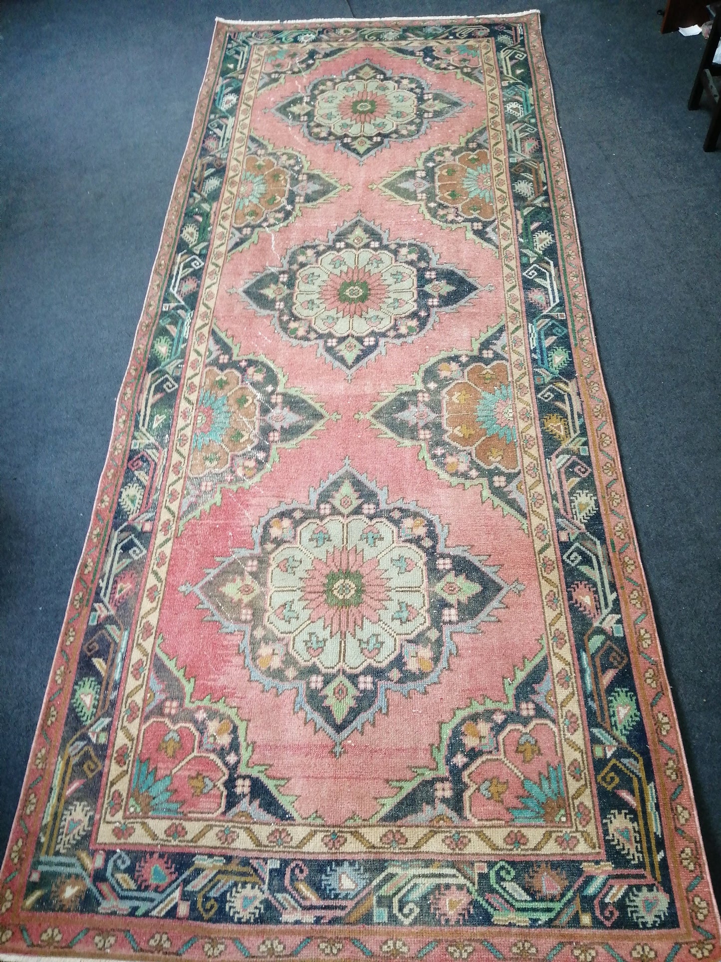 11.6 x 4.7 Oushak Runner Rug Turkish Runner Rug Vintage Runner Rug Hallway Runner Rug Kitchen Runner Rug Wool Runner Rug Wool Oushak Rug