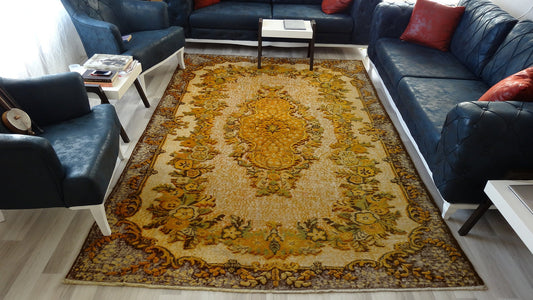 LARGE AREA RUG, Vintage Oriental Oushak Rug , Vintage  Rugs, Turkish Rug, Oushak Rug, vintage Rug, Wool Rug