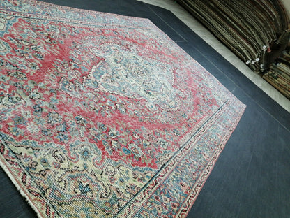 5.3 x 8.3 OUSHAK RUG TURKISH Oushak Rug Vintage Oriental Rug Vintage Runner Rug Wool Rug Hand Made Rugs Vintage Turkish Rug