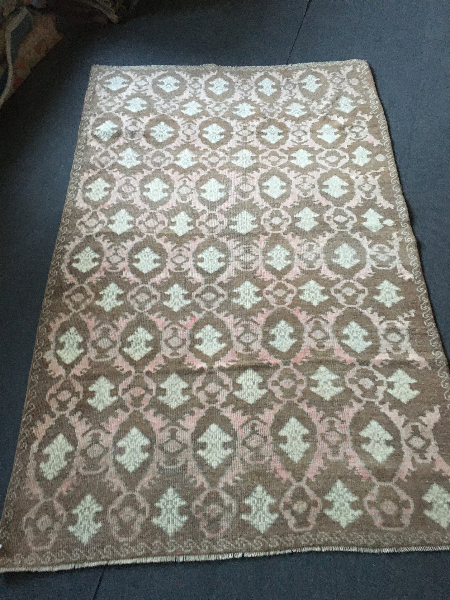 4x7 feet natural brown turkish bedroom rug, vintage pink living room floor rug, oushak handmade wide bathroom rug, laundry area medium rugs
