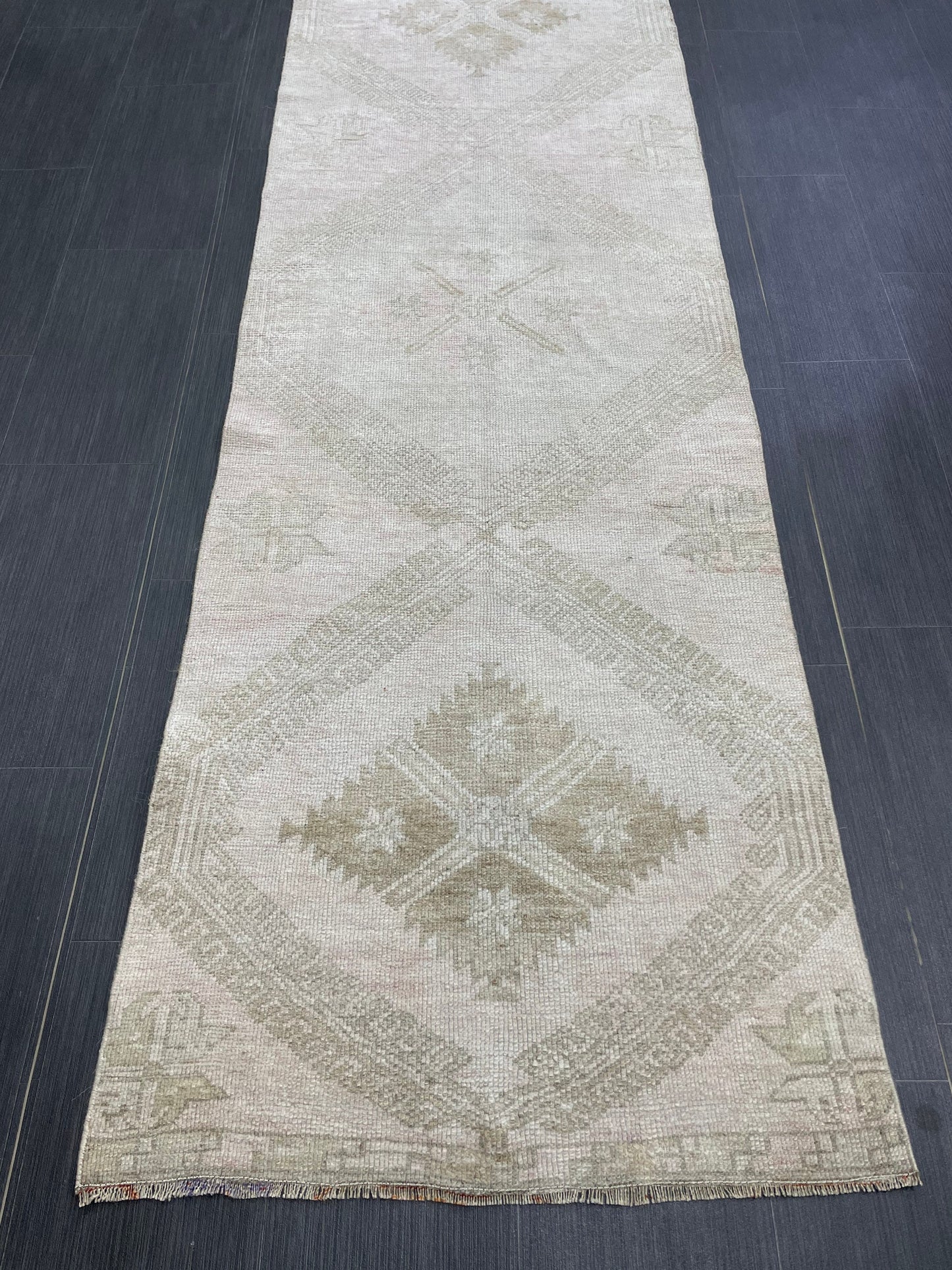 Muted Oushak Runner 2.7 x 13.4 Rug Turkish Runner Rug Vintage Runner Rug Long Hallway Runner Rug Kitchen Runner Rug Wool Runner
