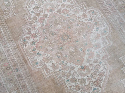 7x12'3 large oushak rug, pastel living room hand made rugs vintage turkish wool rug