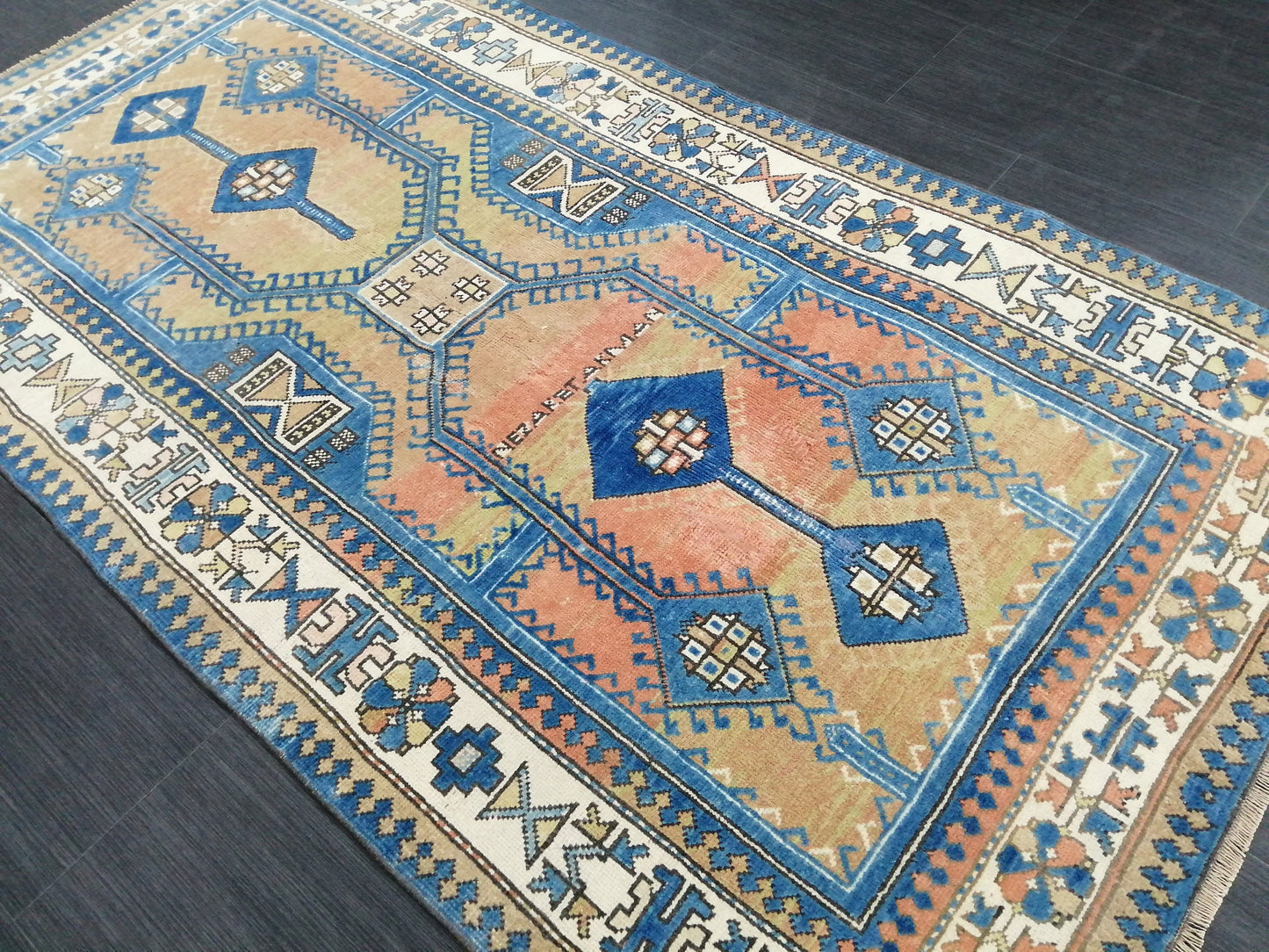 Vintage Oushak Rug 6.4 x 3.5 Vintage Rug Wool Antique Rug Hand Made Rugs Vintage Turkish Rug OUSHAK RUG TURKISH Oushak Rug