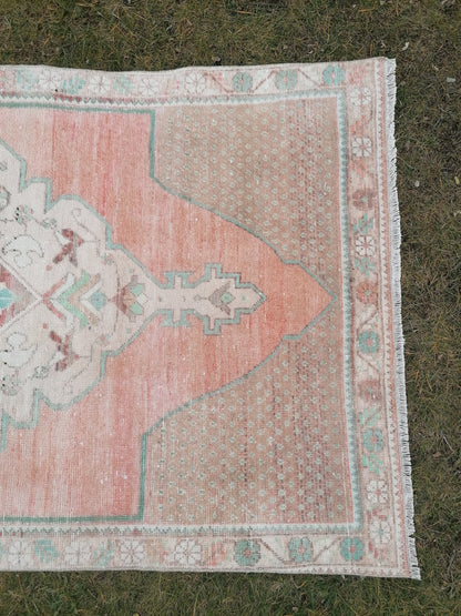 3'11x7'10 turkish rug, vintage rug, oushak vintage rug, kitchen rug bohemian rug