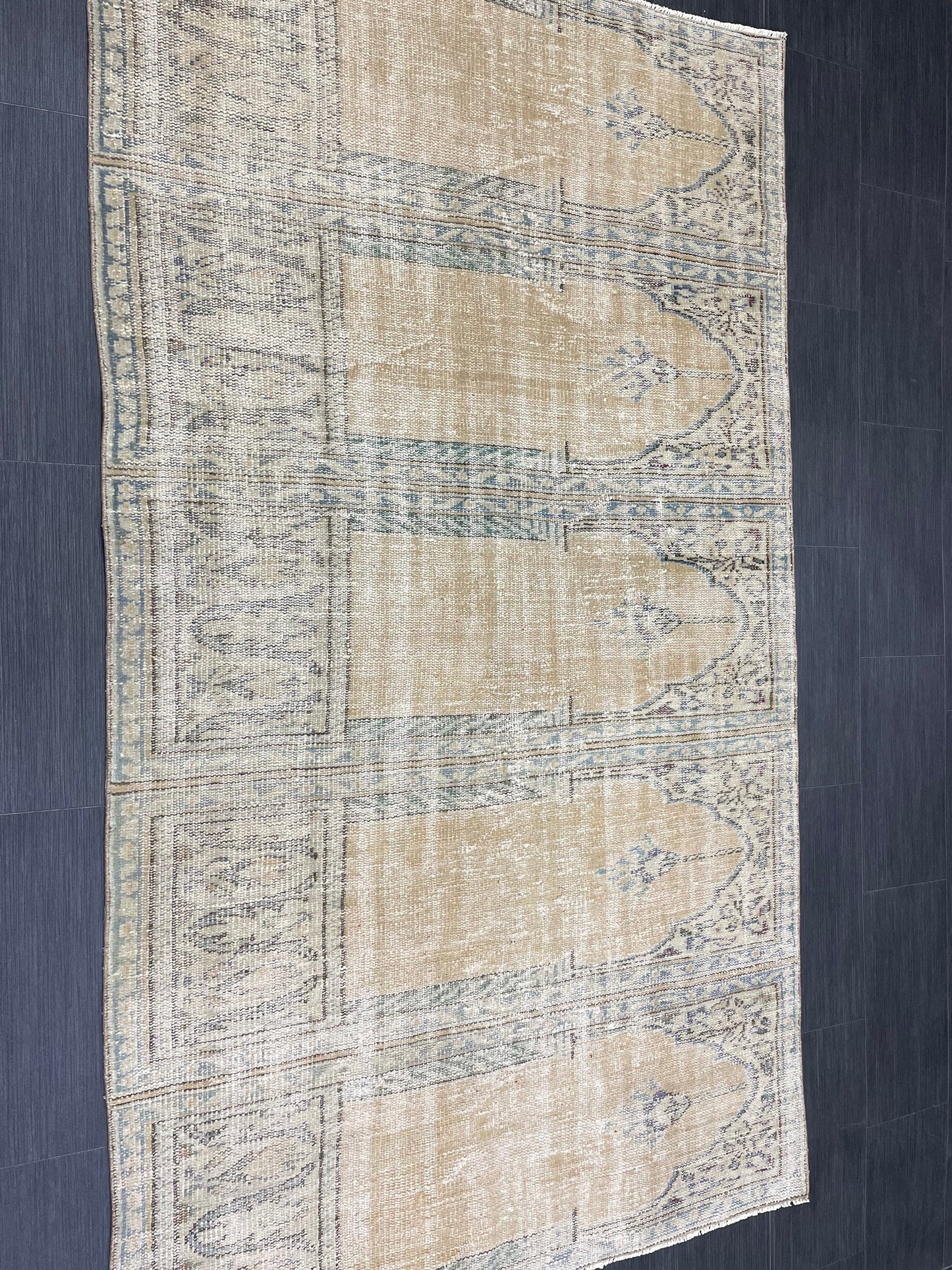 Oriental RUG TURKISH Rug 4.3 x 7.6 Vintage Oushak Rug Vintage Persian Rug Wool Meditation Rug Handmade Rugs Vintage Prayer Rug