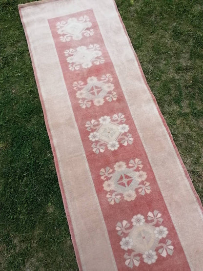 Hallway wool runner 2'5x8'9 turkish runner rug, vintage handmade runner rug, kitchen runner