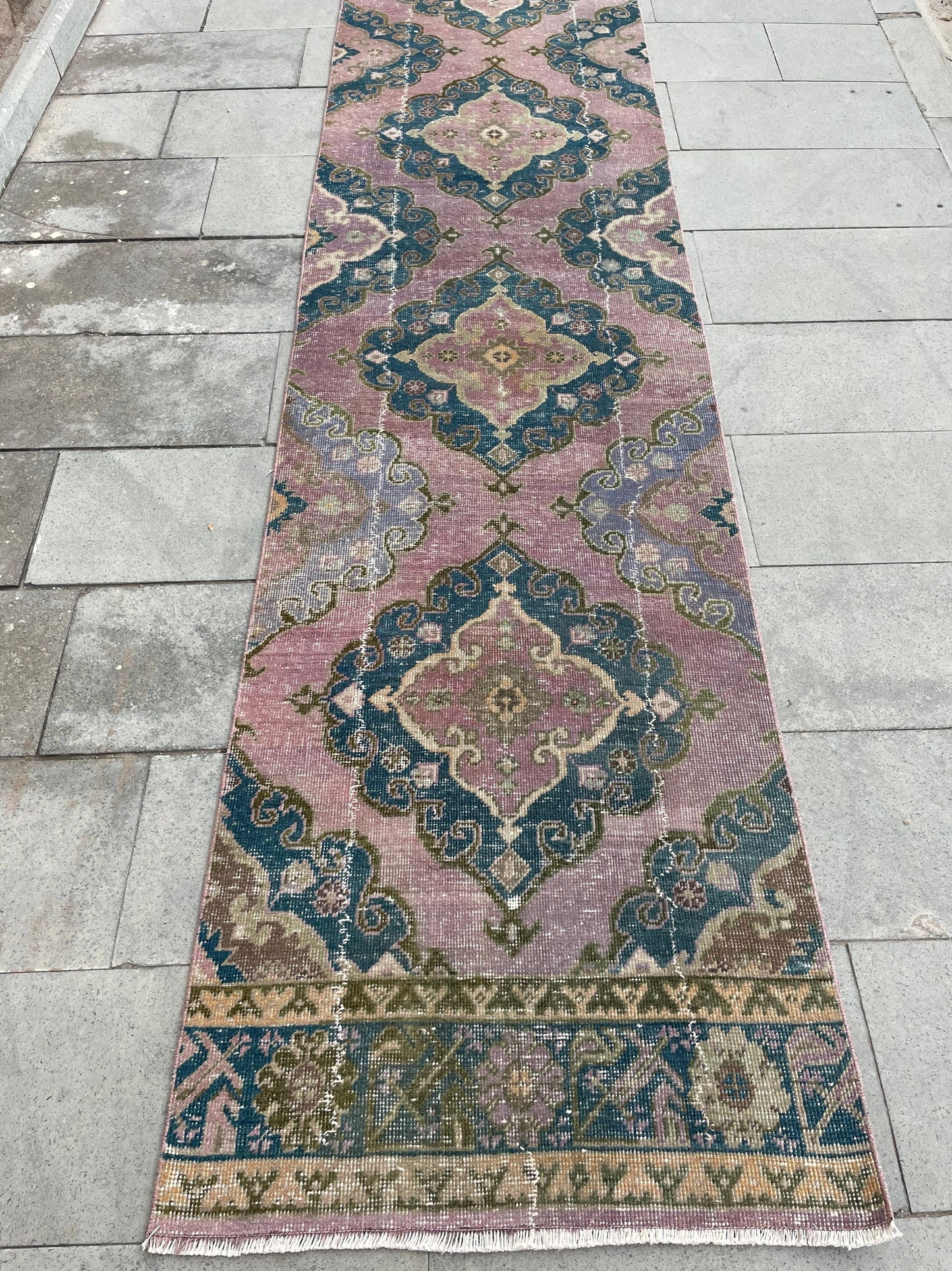 Wool Extra Long Turkish Runner Rug, Very Long Oushak Runner 2.6 x 23 ft Rug, Vintage Runner Rug, XL Oriental Runner Rug Staircase Runner rug