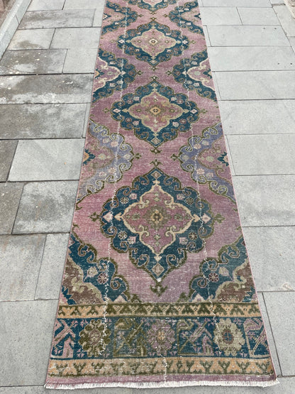 Wool Extra Long Turkish Runner Rug, Very Long Oushak Runner 2.6 x 23 ft Rug, Vintage Runner Rug, XL Oriental Runner Rug Staircase Runner rug