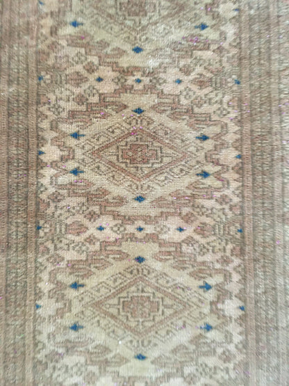 2x6 feet long runner rug, persian handmade mini floor runner, morracon wool rug, vintage turkish runner, nautral brown kitchen muted runner,