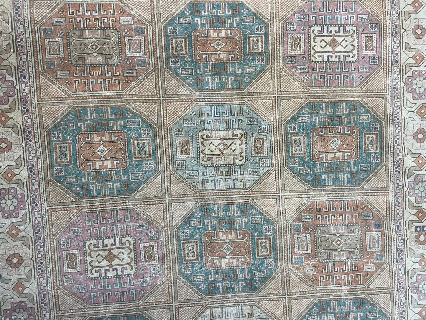 Antique Persian RUG, Turkish Oushak 6.5 x 9.6 Rug, Vintage Rug, Vintage Rug, Wool Muted Fine Knotted Rug, Handmade Rug,