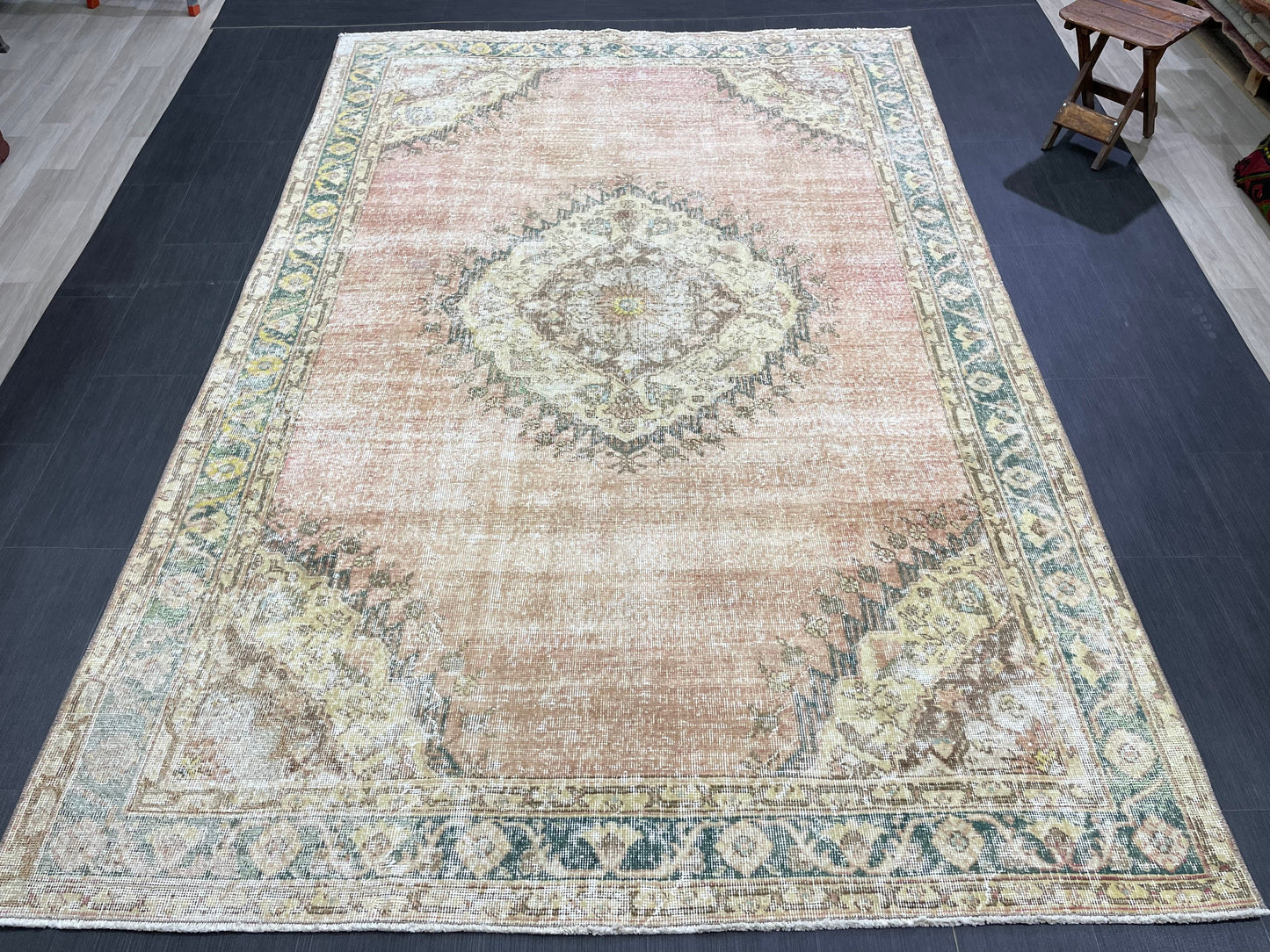 Vintage Rug TURKISH 6.2 x 9.5 Handmade Rug Vintage Persian Rug Oushak Rug  Hand Knotted RugTurkish Oushak Rug Vintage Oushak Rug, Wool Rug