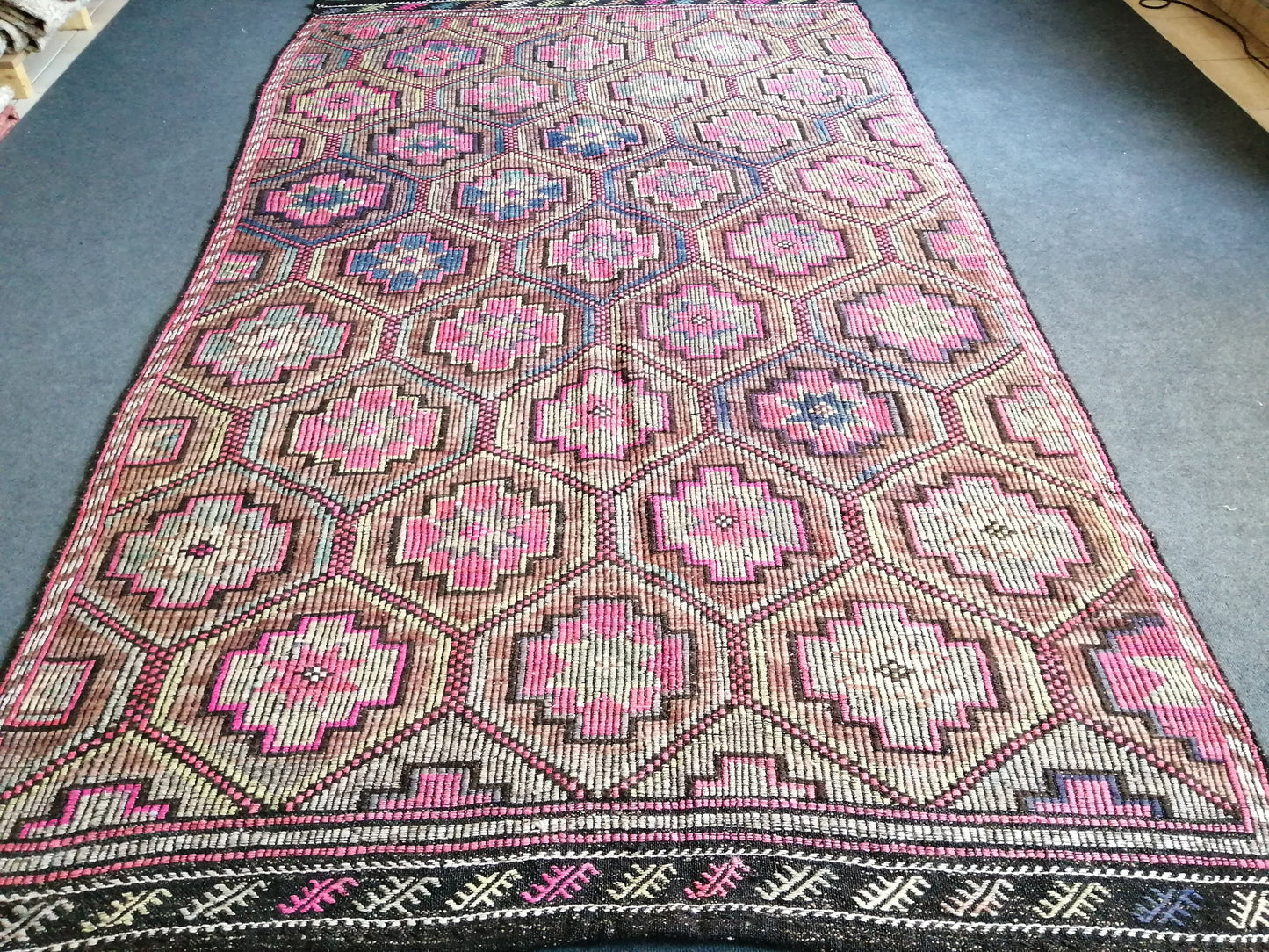 10 x 5.9 Flatwoven with Embroidery Rug Vintage Rugs  TURKISH HAND MADE Rugs Vintage Turkish Rugs  Oushak Rug Turkish Oushak Rug, Wool Rug