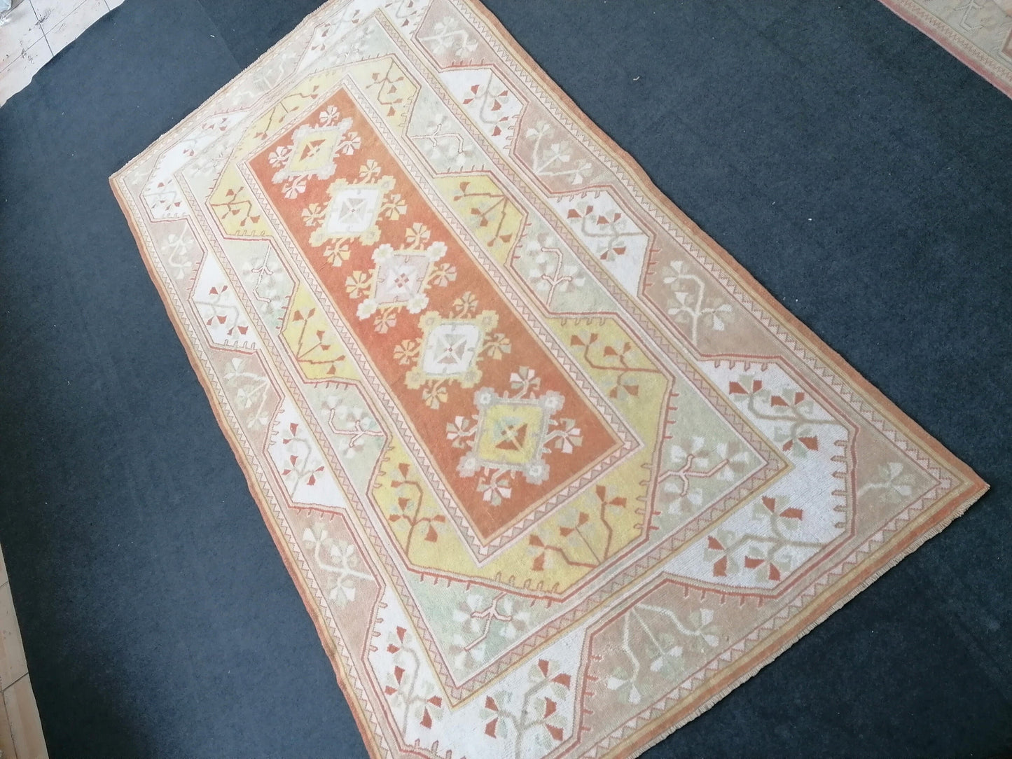 Turkish rug 9'x5' vintage turkish rug,  oushak vintage rug, kitchen rug, vintage anatolian rug,unique hand made bohemian rug