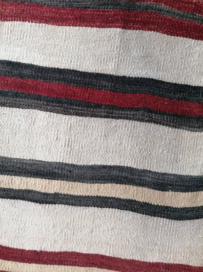 Vintage rug , flat woven kilim rug with embroidery rug, oriental carpet, vintage kilim rug wool carpet rug, flat pile rug 18'10x1'10 feet