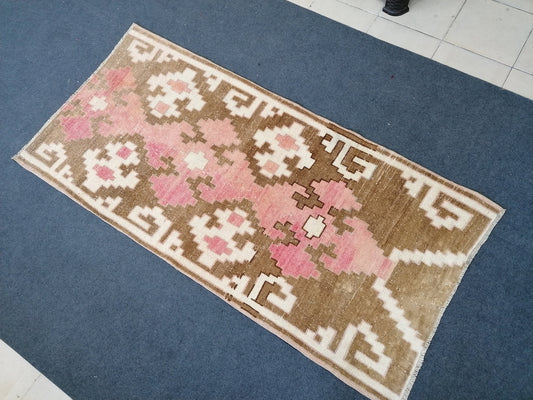 3x6 natural colors brown rug, vintage turkish bathroom rug, oushak bedroom rug, kitchen handmade wool rug,medium size anatolian bohemian rug