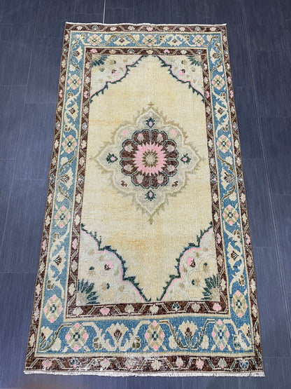 Handmade Oushak 3.5 x 6.7 Rug Handmade Rug Turkish Rug Hand Knotted Rug Muted Turkish Rug, Farmhouse Rug, Vintage Rug, Wool rug