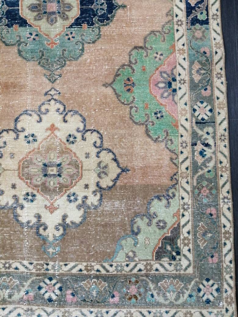 Vintage Runner Rug 4.4 x 10.2 Turkish Runner Rug Vintage Hallway Runner Rug Kitchen Runner Rug Wool Runner Rug