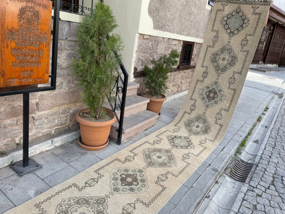 Muted Long Runner Rug 2.7 x 18.6 Long TURKISH Runner Rug Long Vintage Runner Rug Extra Long Runner Rug Staircase Runner Hand Knotted Runner