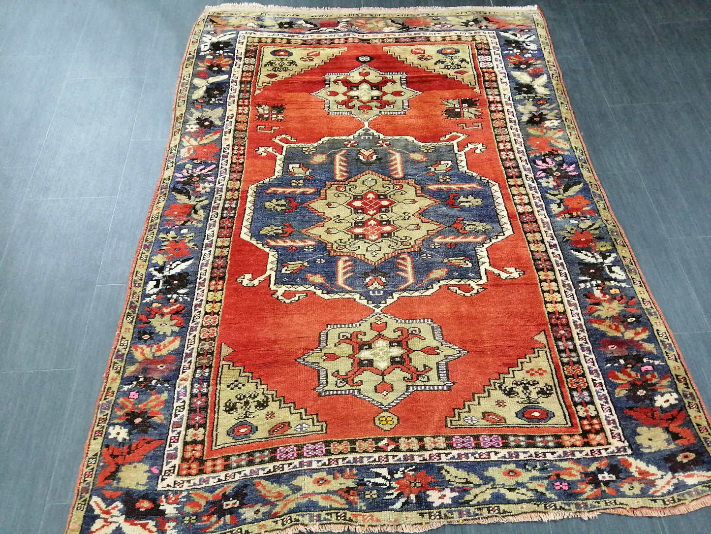 High Wool Pile Antique RUG 4 x 5.6 TURKISH Oushak Rug Vintage Oushak Rug Hand Made Rugs Vintage Turkish Rug Antique Oriental Rug 4x6