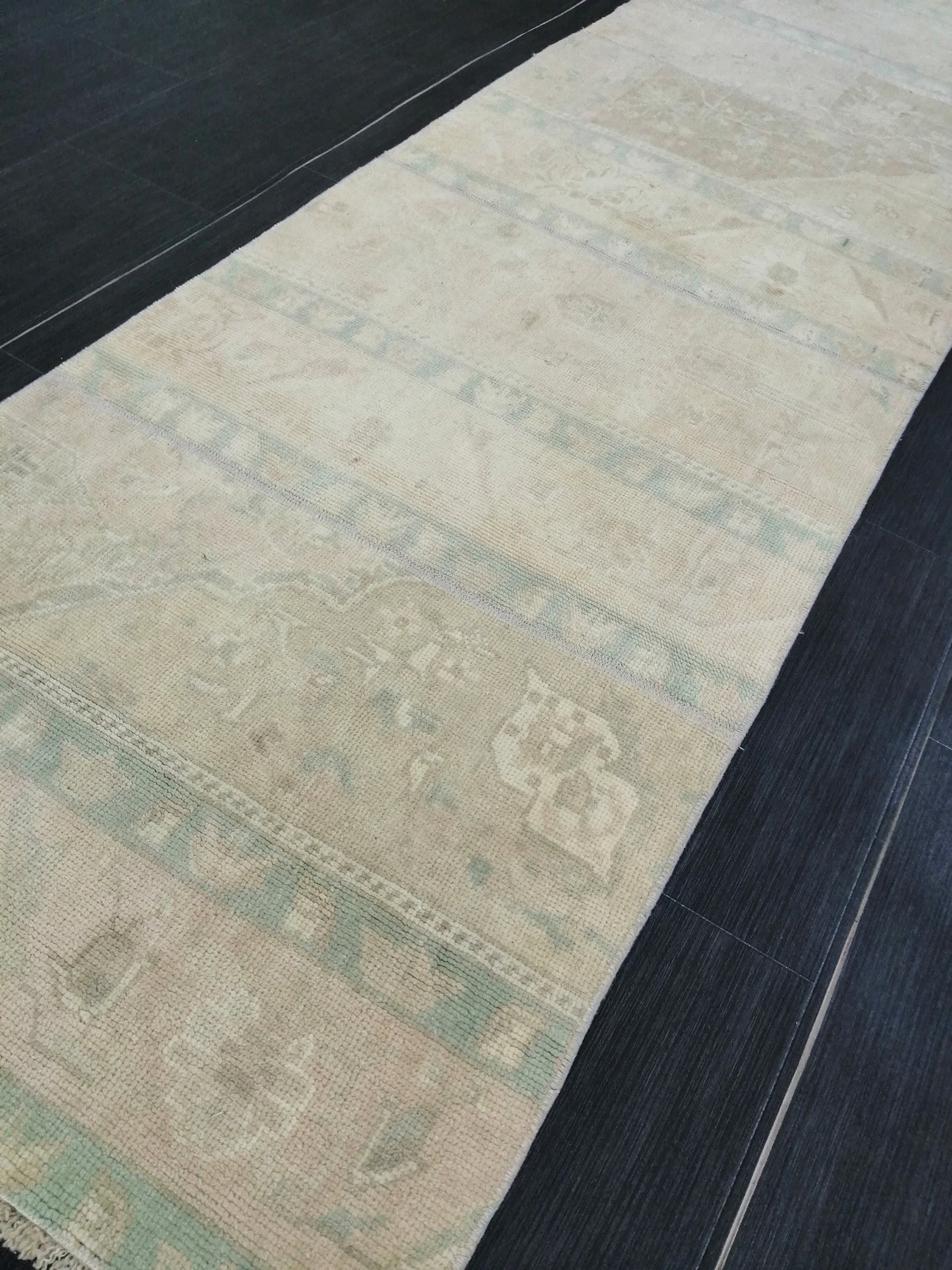 Muted Oushak Runner Rug 8.3 x 2.4 Vintage Runner Rug Patchwork Runner Rug Kitchen Runner Rug Wool Runner Rug Wool Oushak Rug