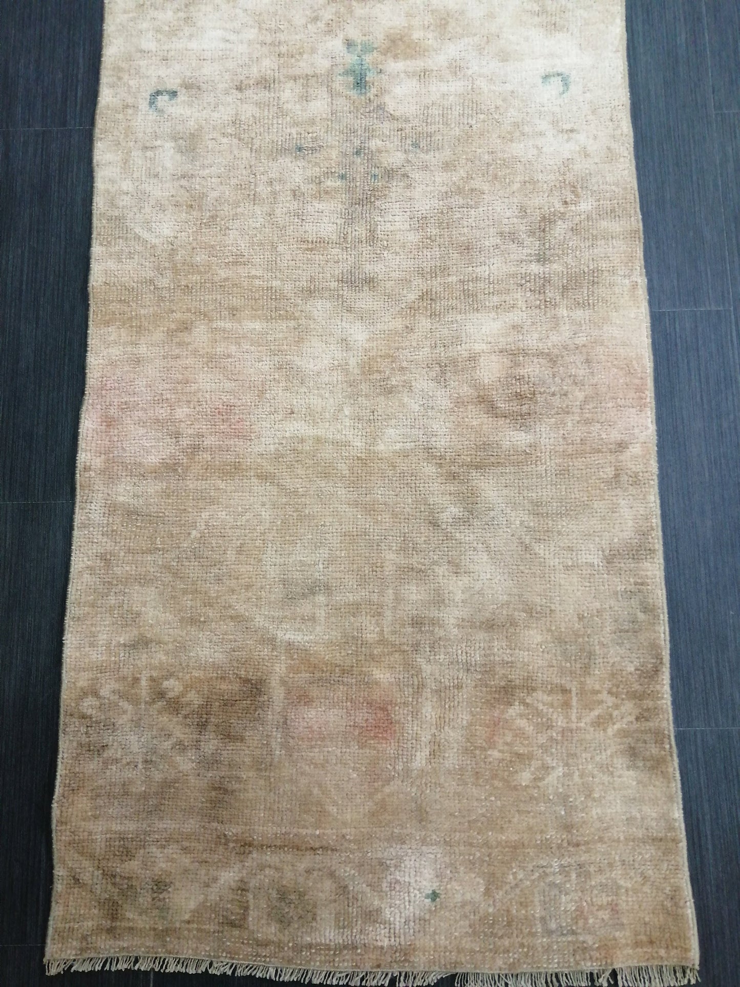 2.3 x 12.3 Muted Oushak Runner Rug Turkish Runner Rug Muted Vintage Runner Rug Washedout  Hallway Runner Rug Kitchen Runner Rug Wool Runner