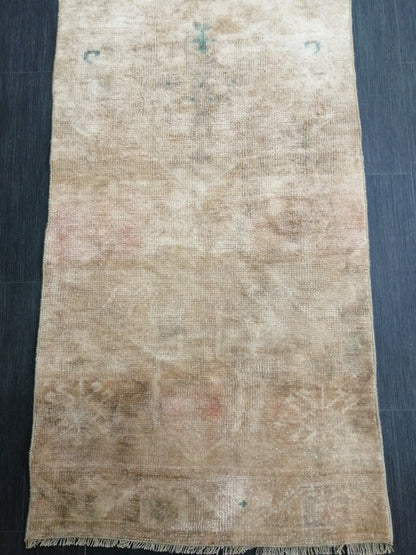 2.3 x 12.3 Muted Oushak Runner Rug Turkish Runner Rug Muted Vintage Runner Rug Washedout  Hallway Runner Rug Kitchen Runner Rug Wool Runner