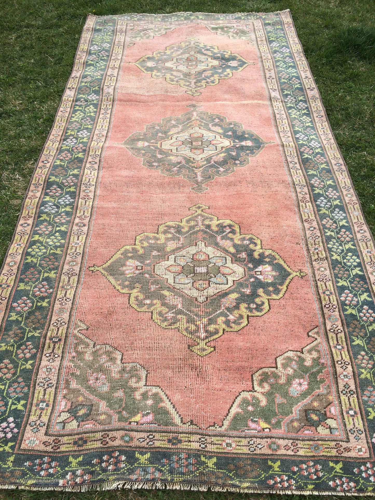10.3 x 5 Oushak Wool Rug, Vintage Oushak Rug, Oushak Rug, Wool Rug, Vintage Turkish Rugs, Vintage Rugs