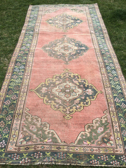 10.3 x 5 Oushak Wool Rug, Vintage Oushak Rug, Oushak Rug, Wool Rug, Vintage Turkish Rugs, Vintage Rugs