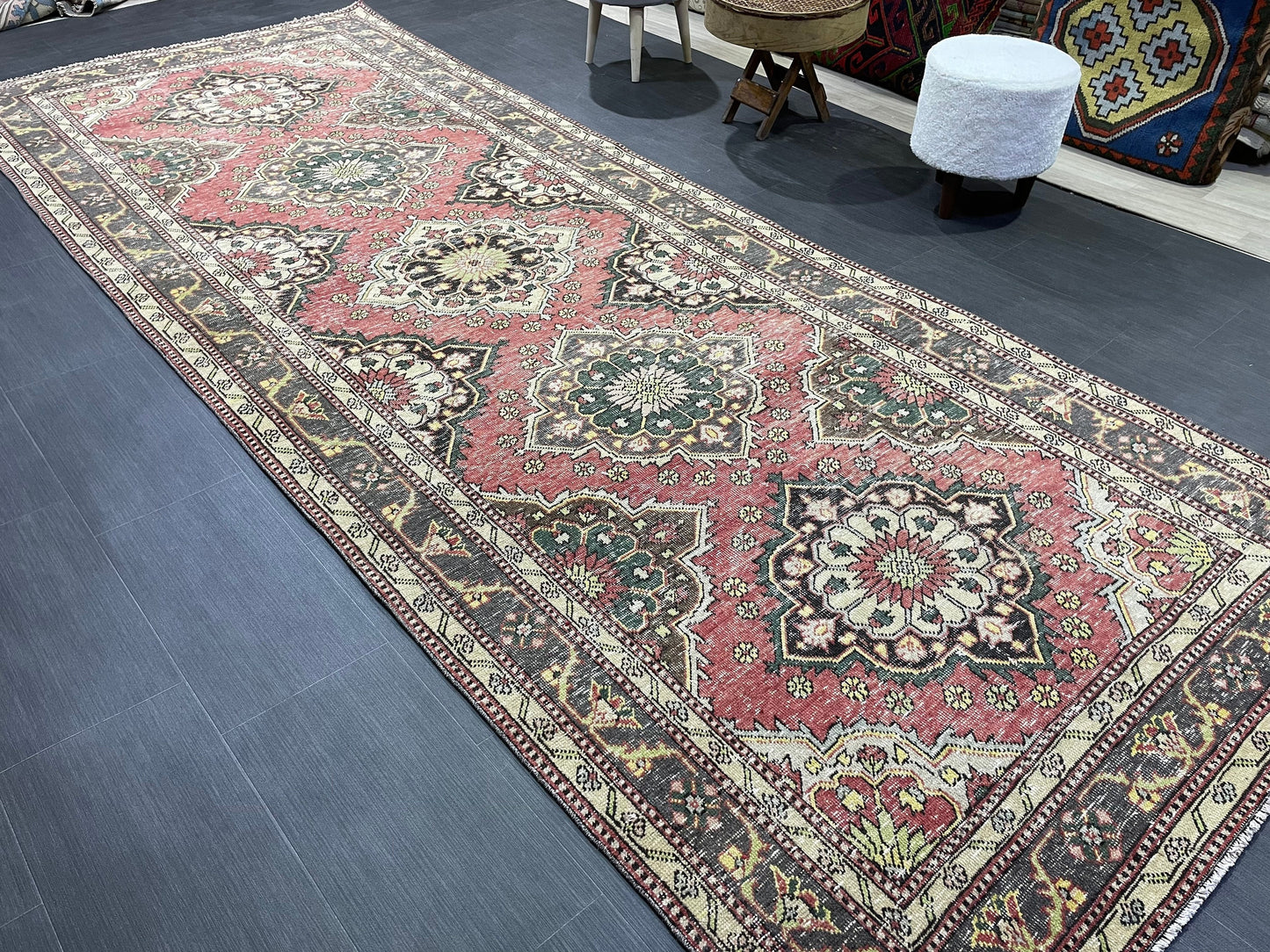 Turkish Runner Rug, Turkish Runner 4.7 x 12.3 Rug, Vintage Runner Rug, Hallway Runner Rug Kitchen Runner Rug, Wool Runner Rug Persian Rug