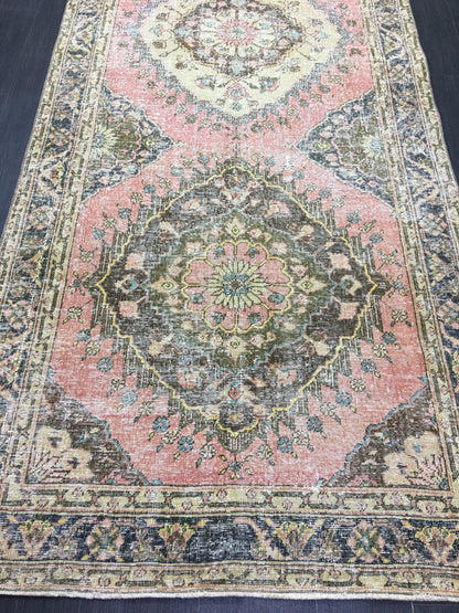 Handmade Vintage Runner Rug 4.6 x 12.7 Vintage Runner Hand Knotted TURKISH Runner Vintage Runner Distressed Vintage Persian Muted Runner
