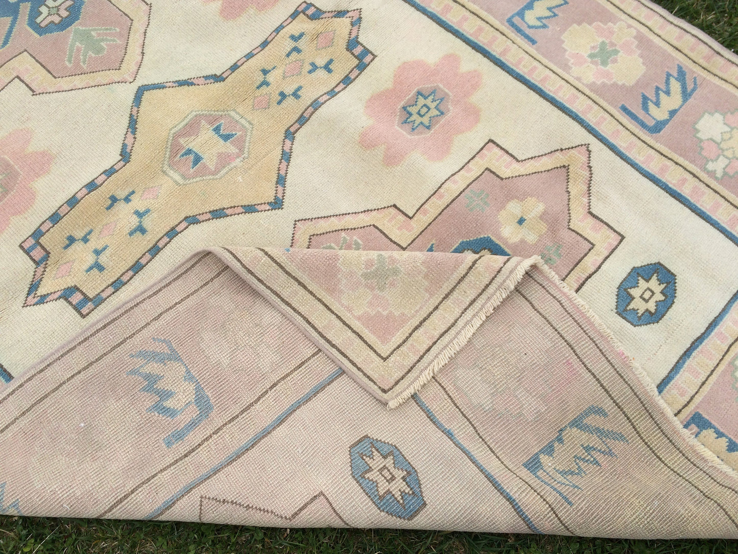 WOOL Area Rug, Handmade Rug, Muted Rug, Oushak Rug,Muted Vintage Persian Rug Vintage Turkish Rugs, Oushak Rug, Turkish 5.2 x 7.3 Rug